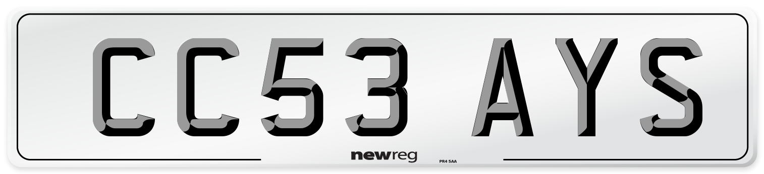 CC53 AYS Number Plate from New Reg